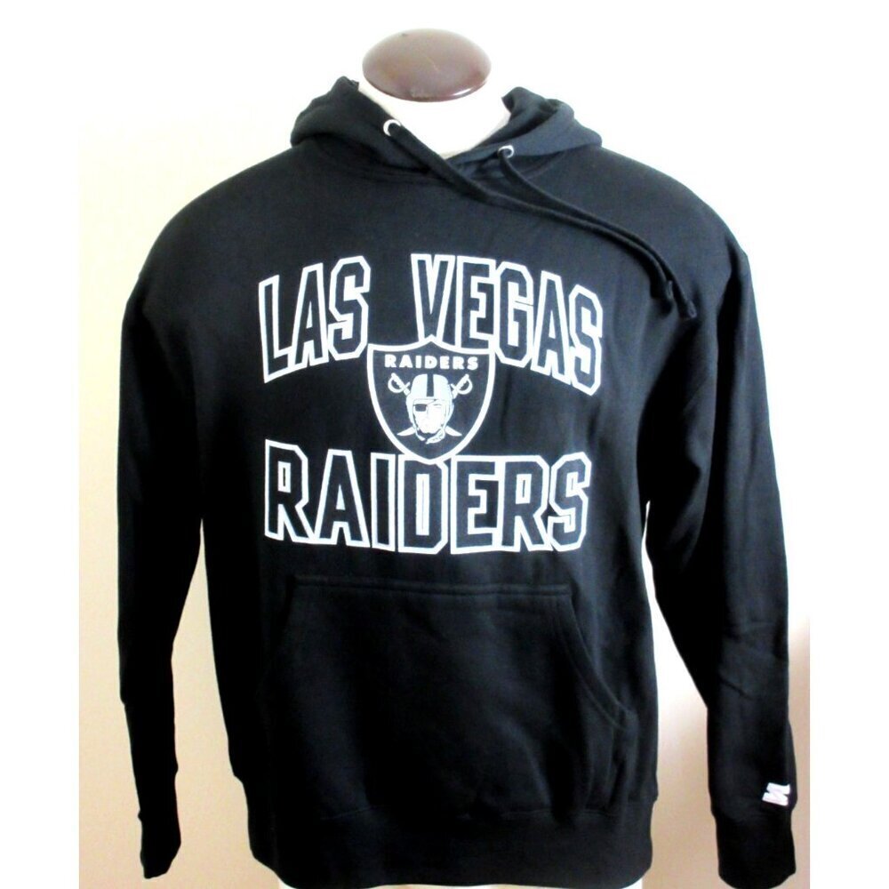 NFL Las Vegas Raiders Starter Men's Hoodie Sweatshirt Black Silver NWT